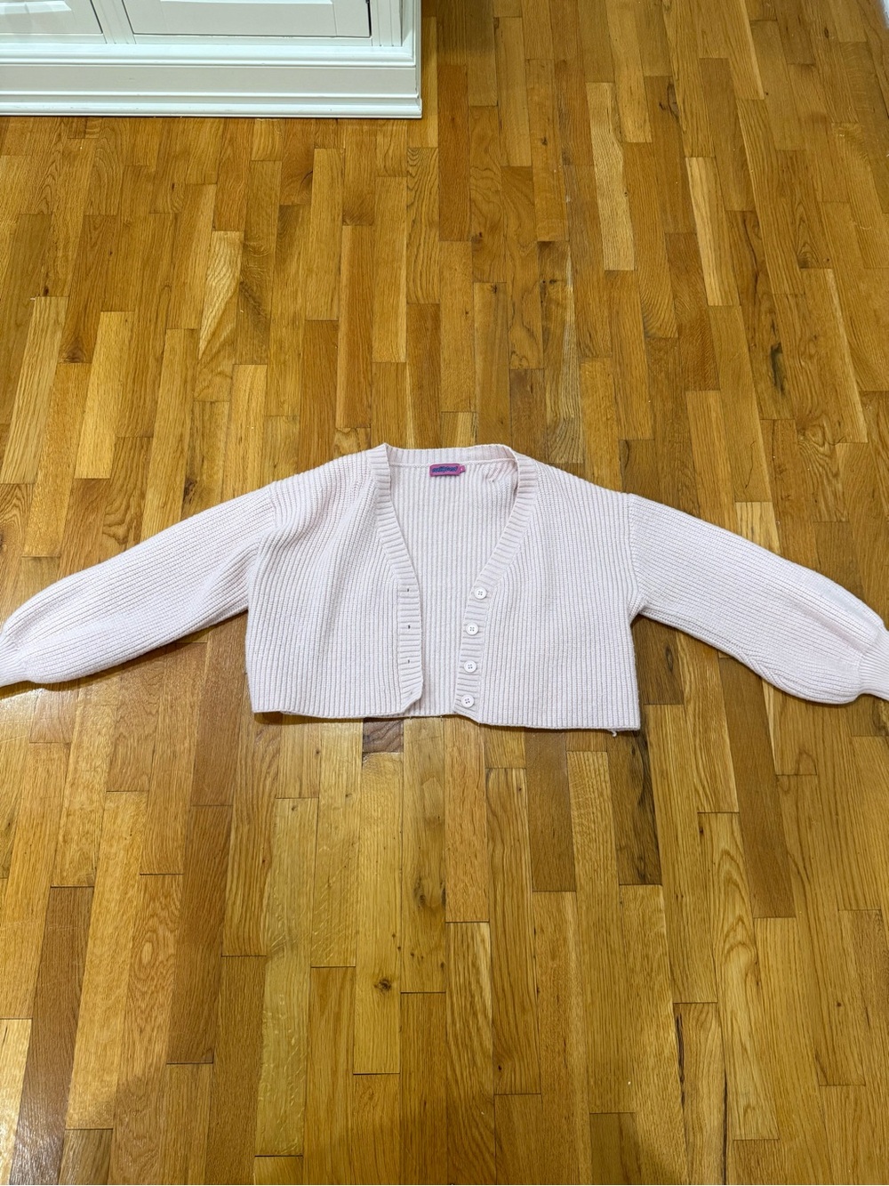 Edikted Pale Pink Cropped Button Cardigan